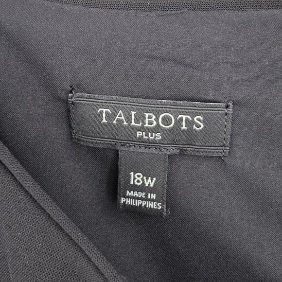 Talbots Classic Sheath Dress 18W Black Corpcore Chic Modern Office Retro Glam - Picture 2 of 9